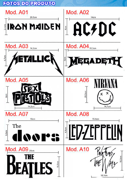 Adesivos de bandas de Rock